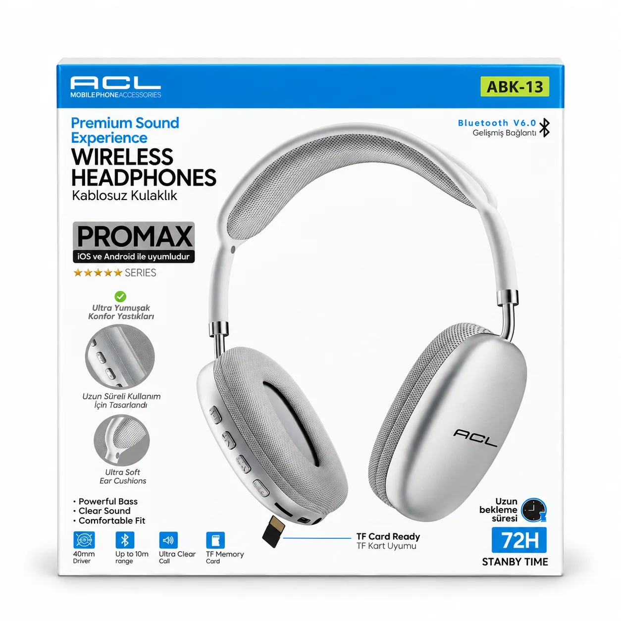 ACL ABK-13 PROMAX Bluetooth Kulaklık - Gümüş 5