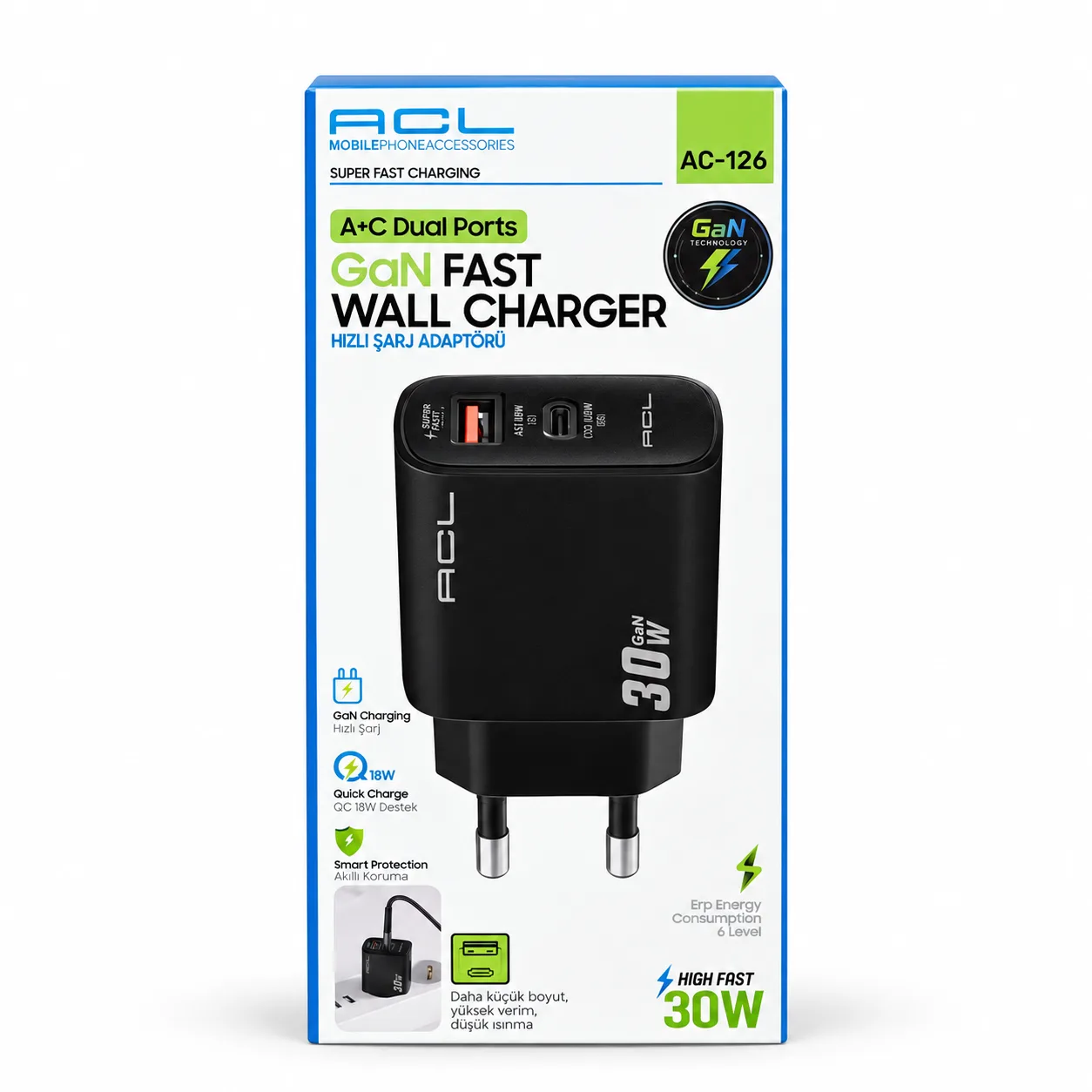 AC-126 A+C 30W Hızlı Şarj Adaptörü 5