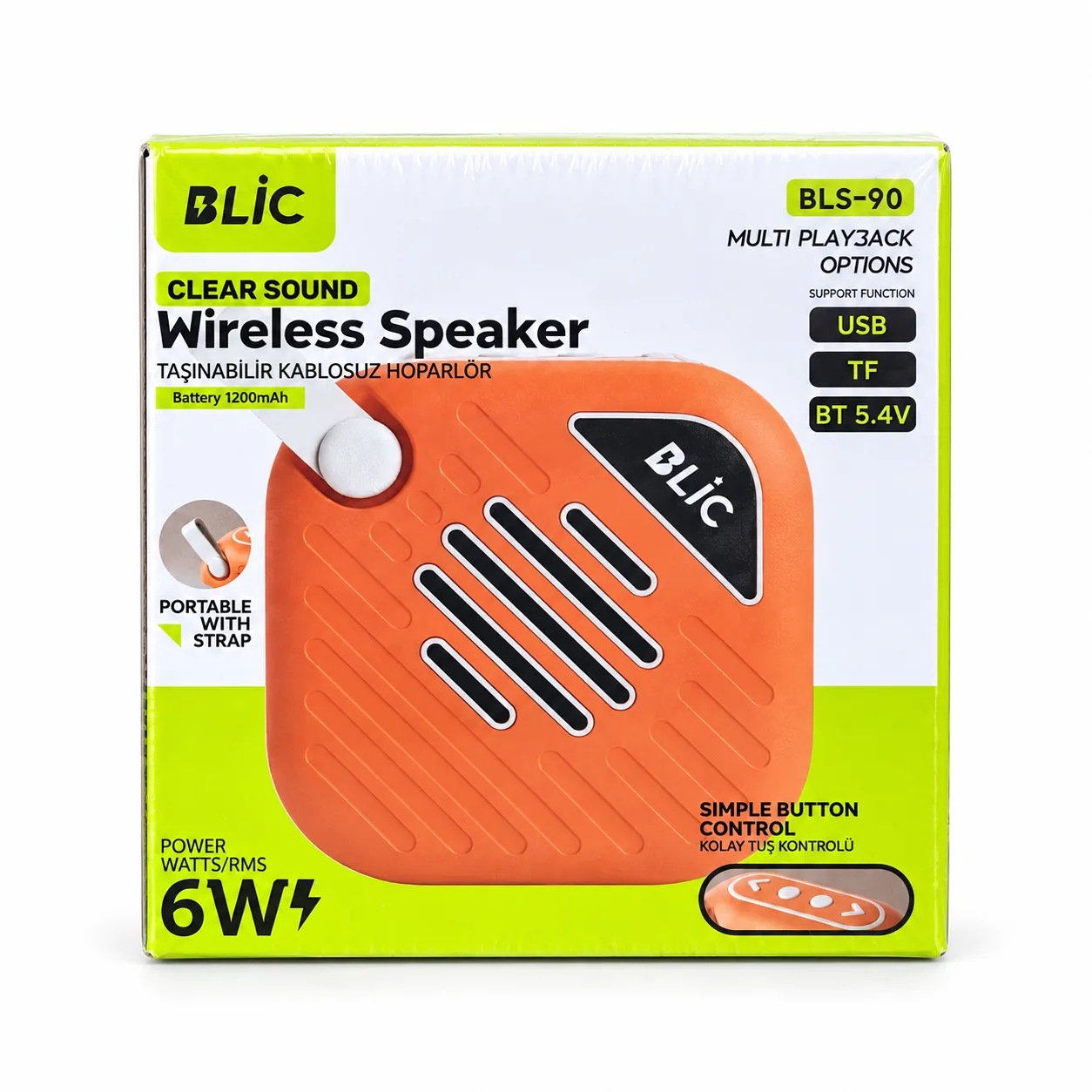BLS-90 6W Bluetooth Hoparlör - Turuncu 5