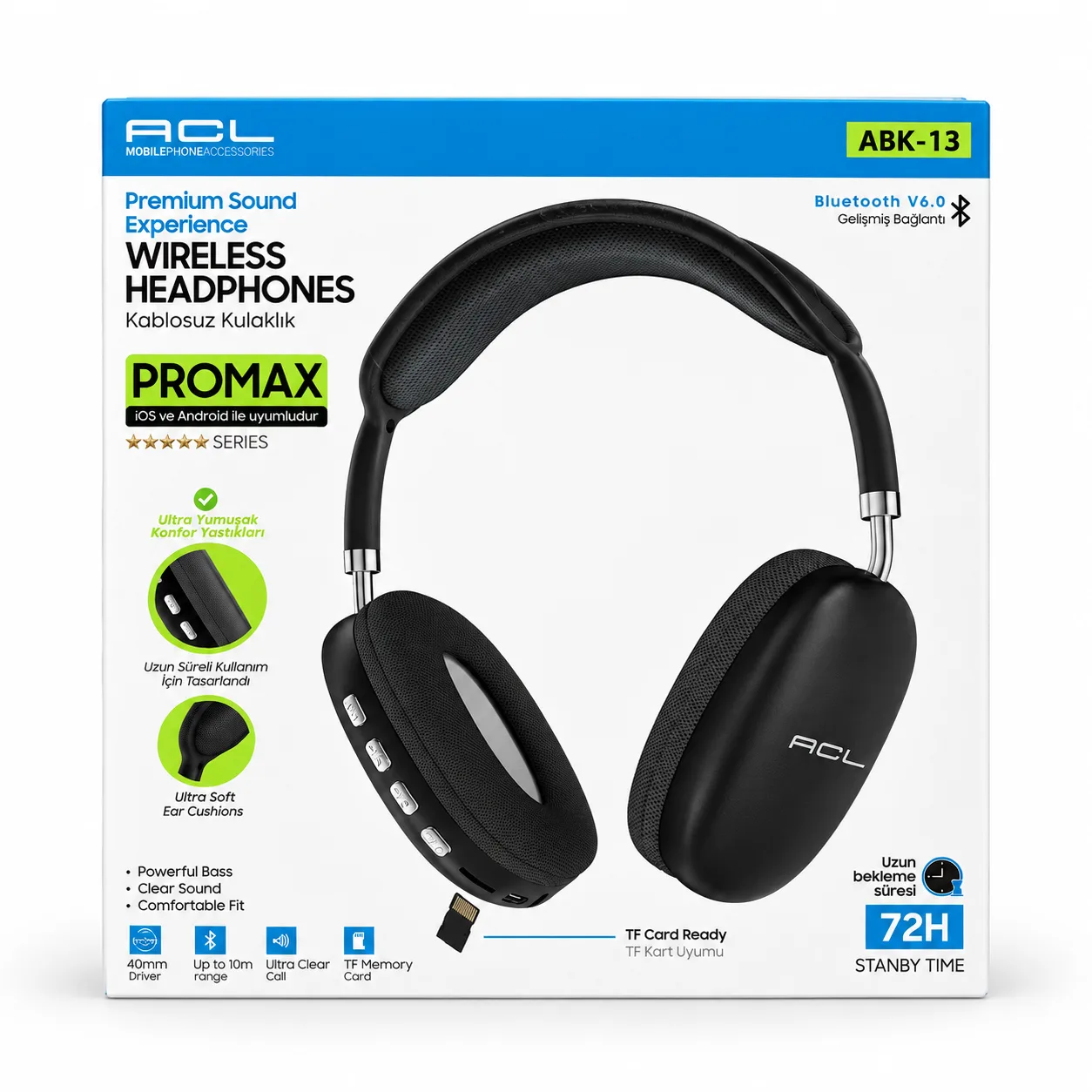 ACL ABK-13 PROMAX Bluetooth Kulaklık - Siyah 5