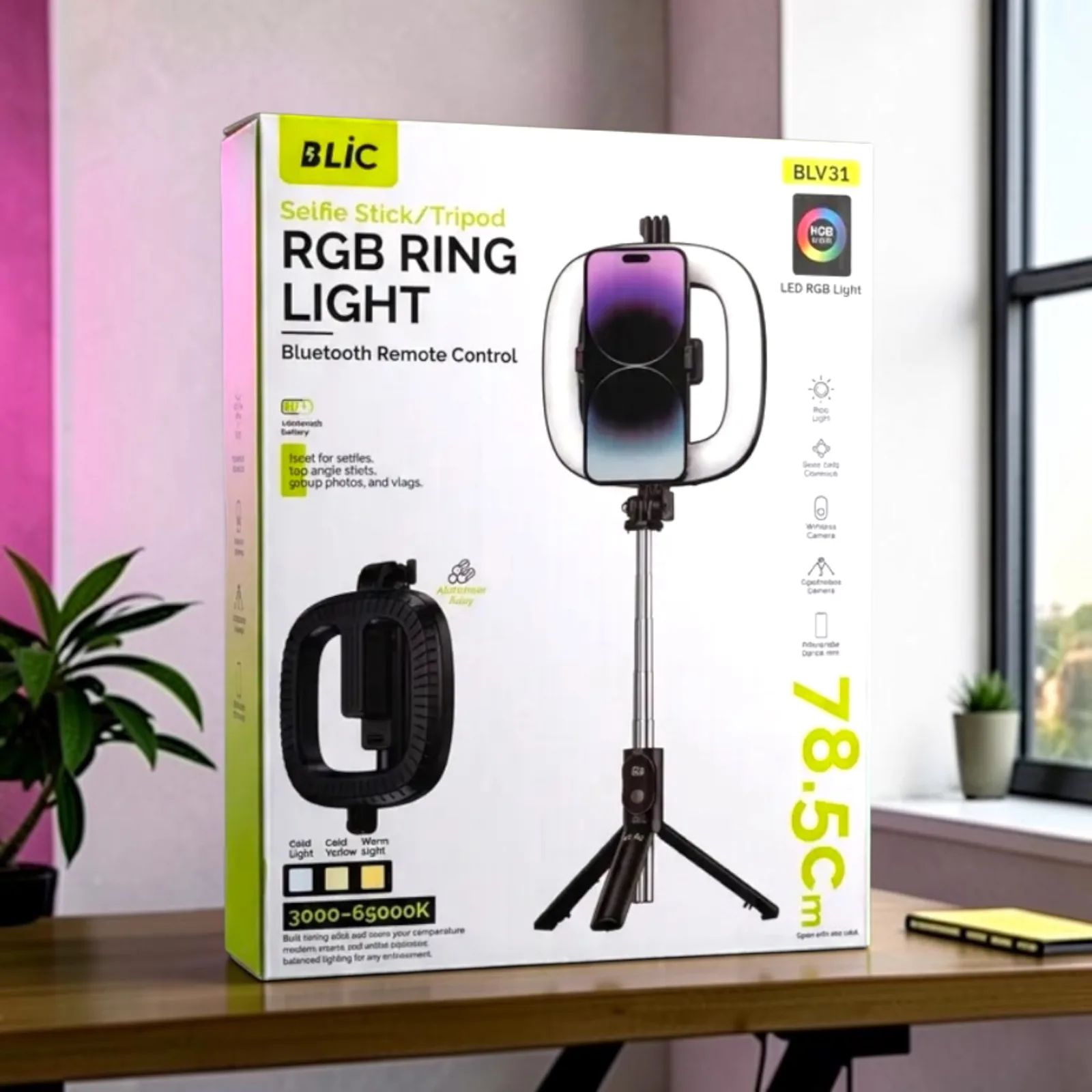 BLV31 RGB Ring Light Tripod 2
