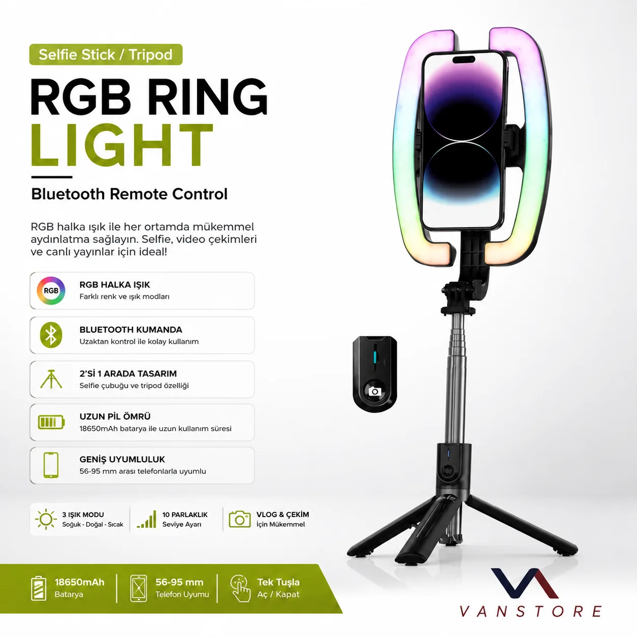 BLV32 RGB Ring Light Tripod 1
