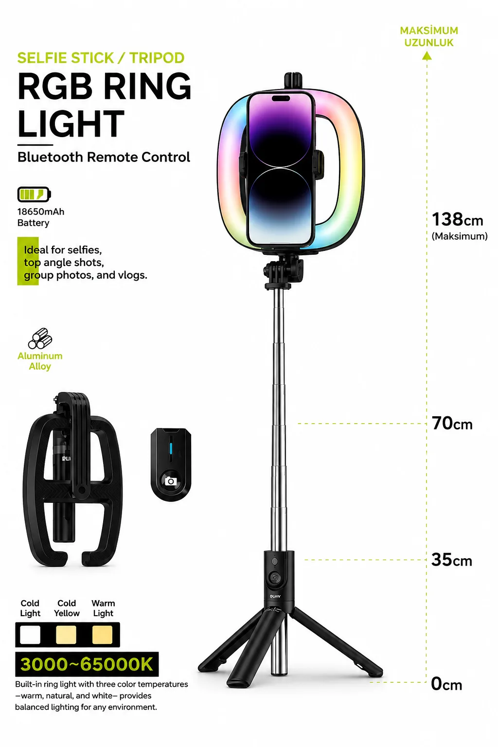 BLV32 RGB Ring Light Tripod 3