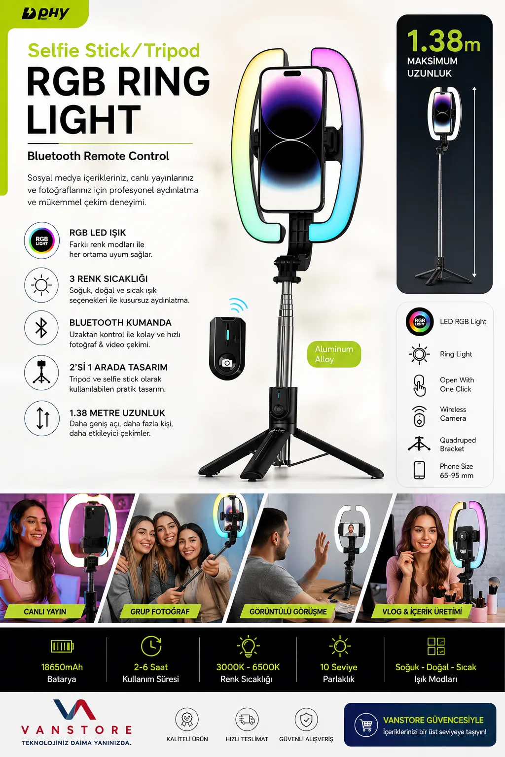 BLV32 RGB Ring Light Tripod 5