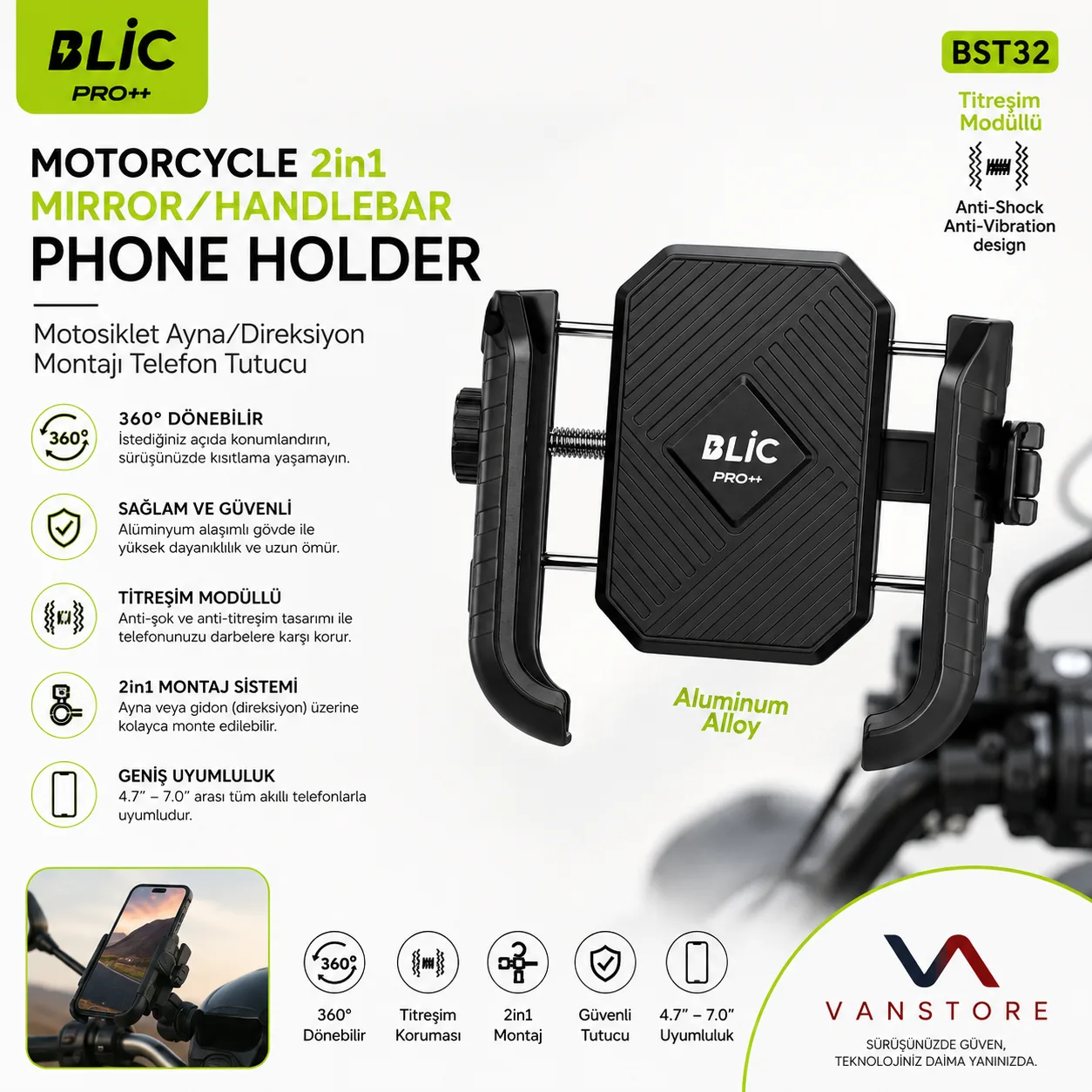 BST32 Pro Motosiklet Telefon Tutucu 3