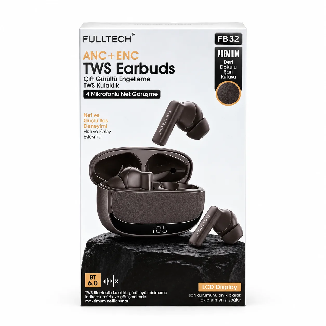 FULLTECH FB32 ANC+ENC TWS Bluetooth Kulaklık - Siyah 5